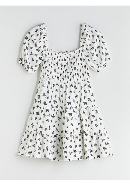 Yeni Sezon Kare Yaka Balon Kollu Katkat Mini Elbise indirimleri