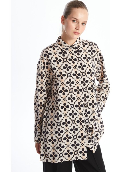 Yeni Sezon Desenli Kadın Gömlek Tunik