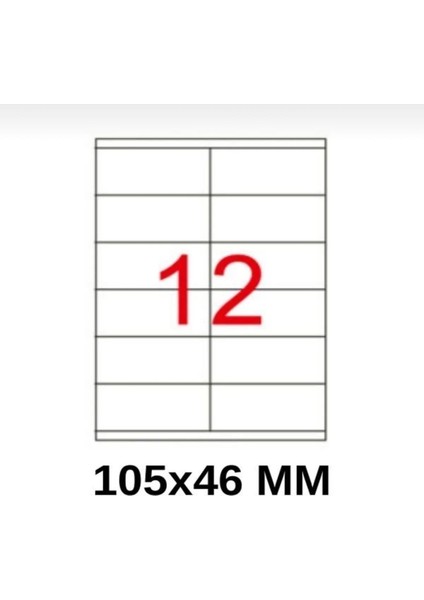 Boş Yapışkanlı Lazer Barkod A4 Etiketi 105MM x 46MM