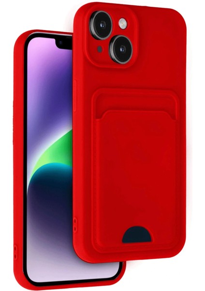 iPhone 14 Kılıf Kelvin Kartvizitli Silikon - Kırmızı
