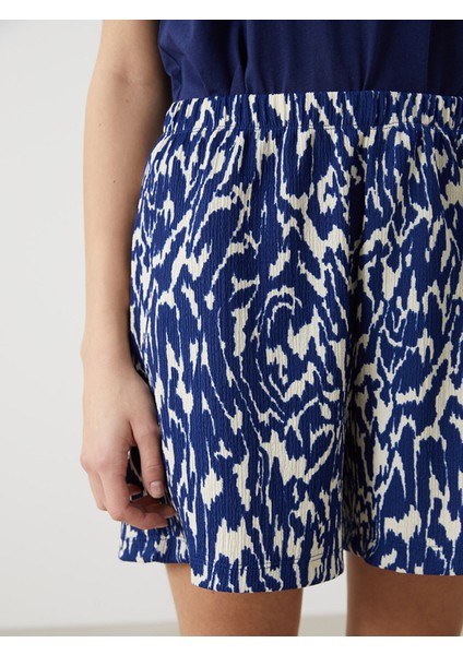 Yeni Sezon Beli Lastikli Desenli Kadın Şort modelleri