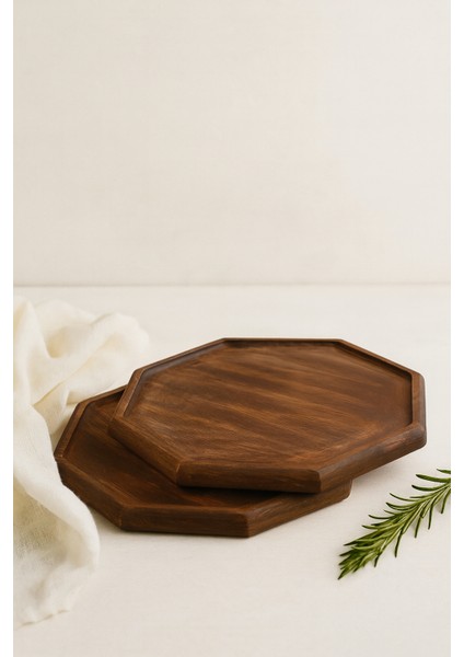 2'li Doğal Ahşap Nihale, Small Sunumluk, Supla,banyo Düzenleyici-Aksesuar Organizeri 20 x 20 cm