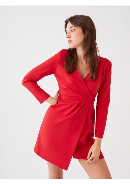 Yeni Sezon Kruvaze Yaka Düz Uzun Kollu Kadın Abiye Elbise fiyatları