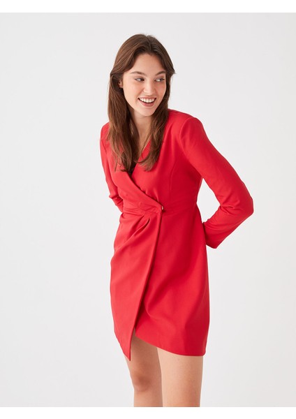 Yeni Sezon Kruvaze Yaka Düz Uzun Kollu Kadın Abiye Elbise modelleri