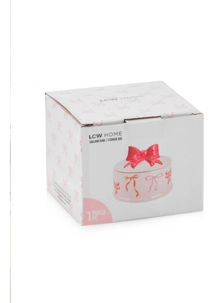 Kırmızı Fiyonk Baskılı Seramik Saklama Kabı 9 cm modelleri