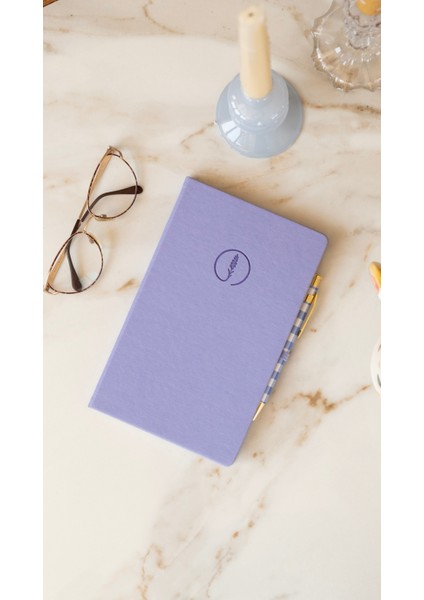 Isim Yazılabilir Çizgili Defter - Eflatun, Suni Deri Kaplamalı Defter, Tarihsiz Ajanda, Anı Defteri