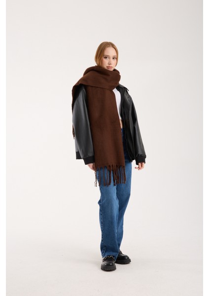 Unisex Puffy Düz Renk Şal Atkı