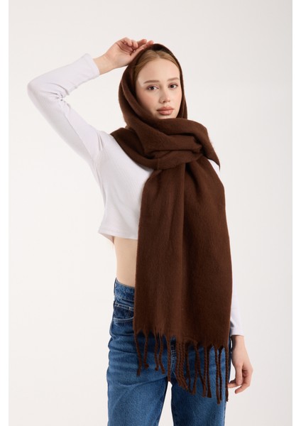 Unisex Puffy Düz Renk Şal Atkı