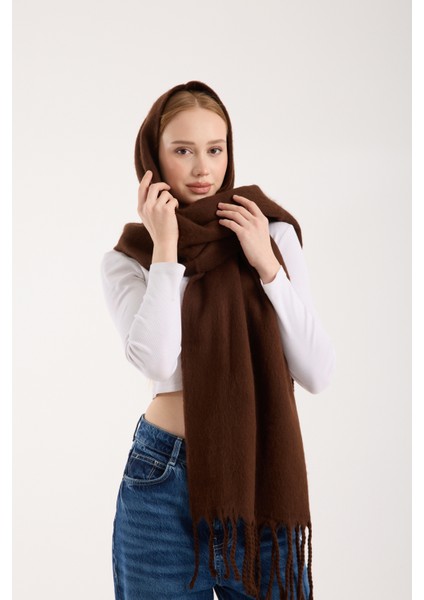 Unisex Puffy Düz Renk Şal Atkı