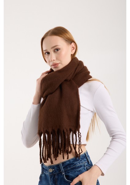 Unisex Puffy Düz Renk Şal Atkı