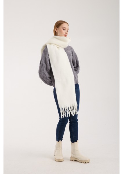 Unisex Puffy Düz Renk Şal Atkı