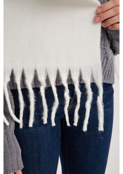 Unisex Puffy Düz Renk Şal Atkı