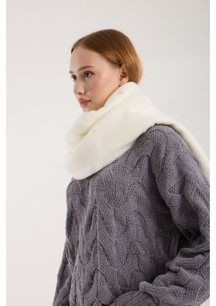 Unisex Puffy Düz Renk Şal Atkı