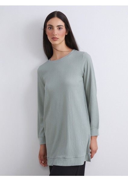 Yeni Sezon Bisiklet Yaka Dokulu Kadın Tunik