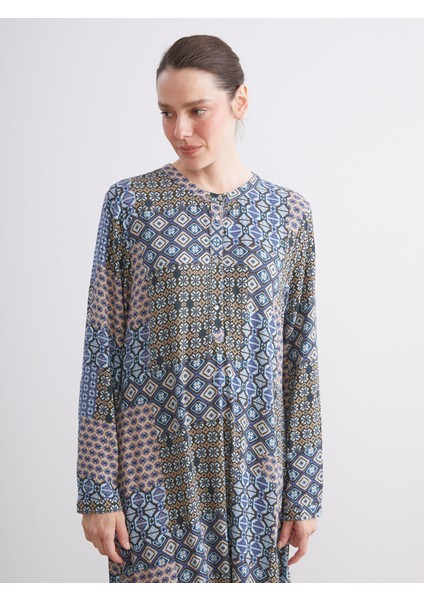 Yeni Sezon Bisiklet Yaka Desenli Elbise fiyatları