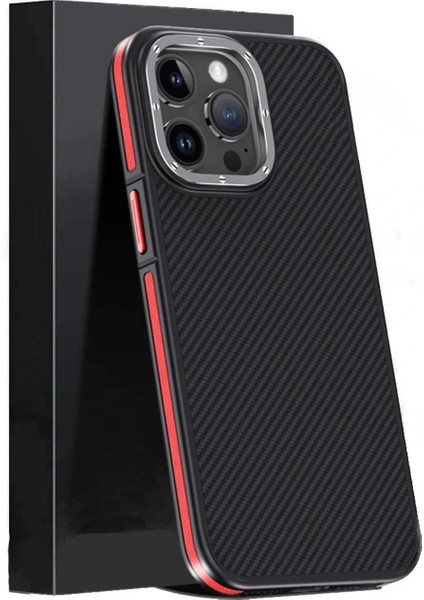 iPhone 15 Pro Kılıf Aramid 600D Kevlar Karbon Fiber Magsafe Kapak - Kırmızı fiyatları