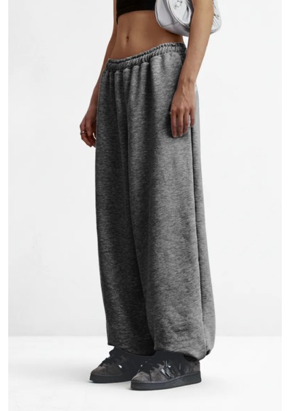 Kışlık Bol Kalıp Eşofman Altı Lastikli Paça Erkek / Kadın