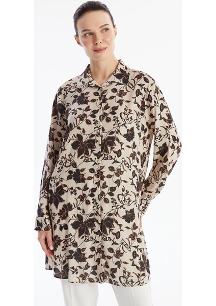 Yeni Sezon Desenli Kadın Gömlek Tunik