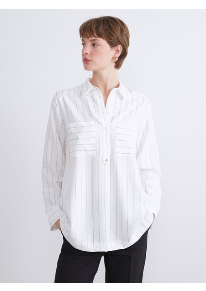 Yeni Sezon Çizgili Kadın Gömlek Tunik