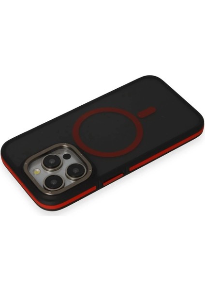 iPhone 15 Pro Max Rocky Magsafe Kapak - Siyah-Kırmızı modelleri