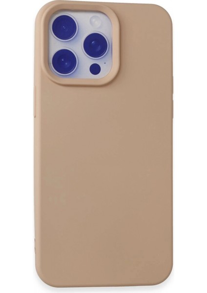iPhone 15 Pro Max Kılıf Nano Içi Kadife Silikon - Pudra