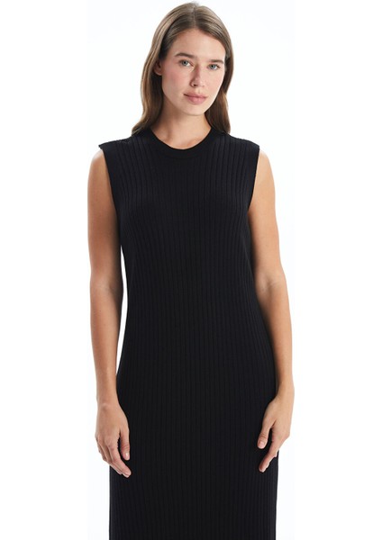 Yeni Sezon Kadın Bisiklet Yaka Düz Triko Elbise modelleri