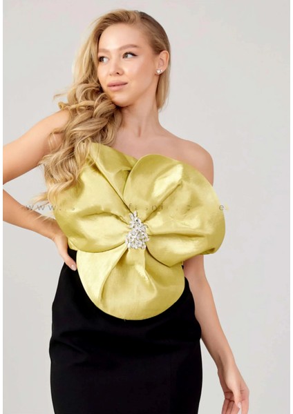 Straplez Çiftrenkli Midi Boy Kına ve Party Elbisesi modelleri