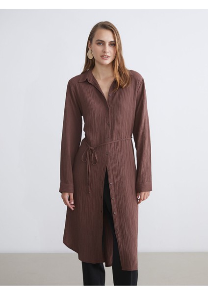 Yeni Sezon Dokulu Oversize Kadın Gömlek Tunik