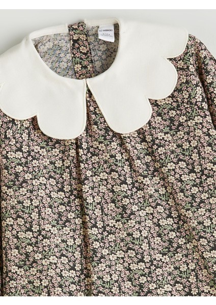 Yeni Sezon Bebe Yaka Çiçekli Kız Çocuk Elbise fiyatları