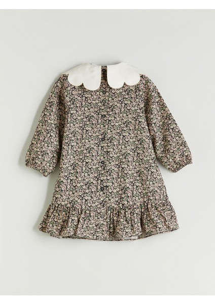 Yeni Sezon Bebe Yaka Çiçekli Kız Çocuk Elbise modelleri