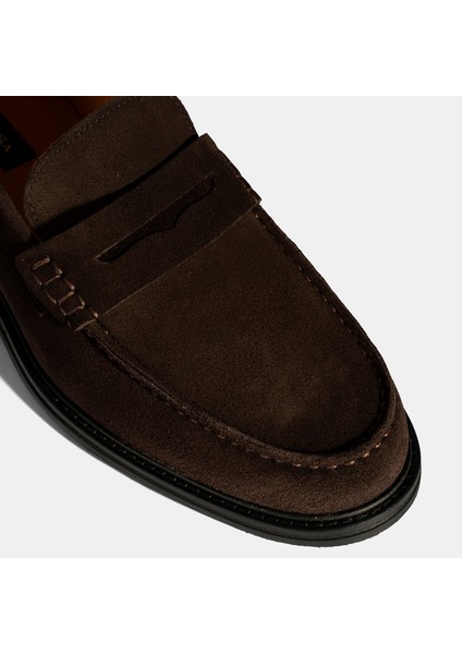 Erkek Kahve Süet Deri Loafer