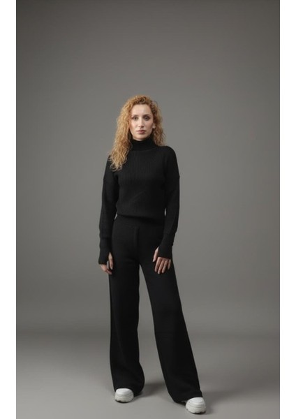 Kadın Balıkçı Yaka Geniş Paça Triko Takım fiyatları