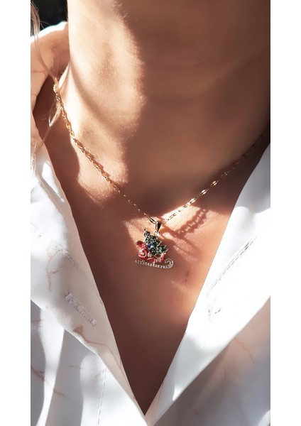 Kızaklı Çam Ağacı Çelik Kolye fiyatları