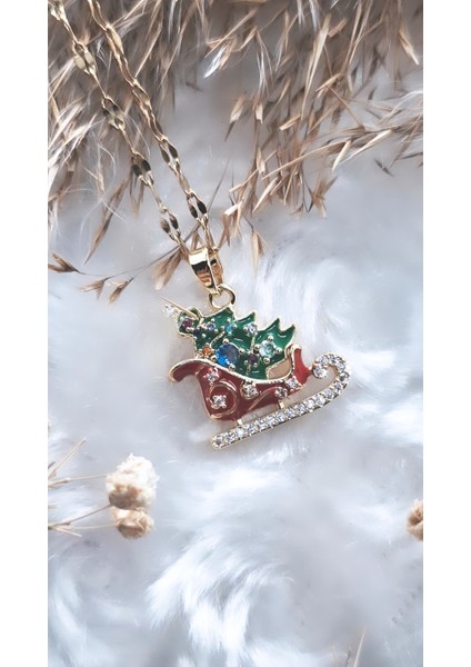 Kızaklı Çam Ağacı Çelik Kolye modelleri