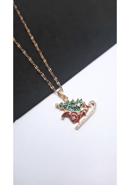 Kızaklı Çam Ağacı Çelik Kolye indirimleri