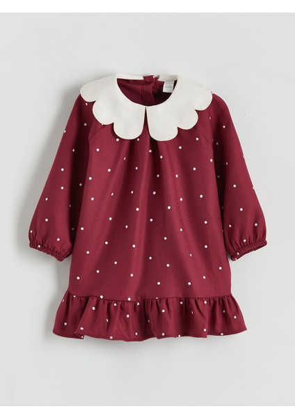 Yeni Sezon Bebe Yaka Çiçekli Kız Çocuk Elbise