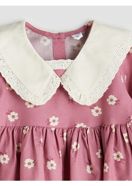 Yeni Sezon Bebe Yaka Çiçekli Kız Çocuk Elbise modelleri