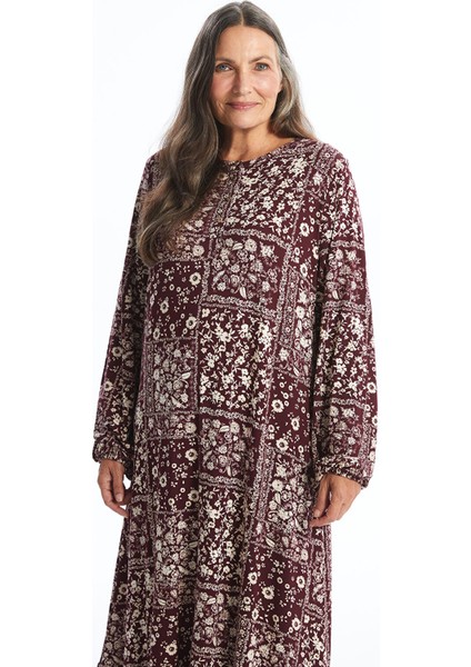 Yeni Sezon Bisiklet Yaka Desenli Uzun Kollu Elbise fiyatları