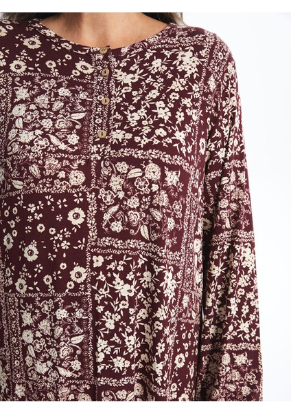 Yeni Sezon Bisiklet Yaka Desenli Uzun Kollu Elbise modelleri