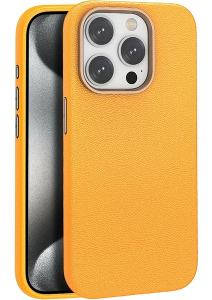 iPhone 15 Pro Max Kılıf Wonder Deri Magsafe Kapak - Turuncu