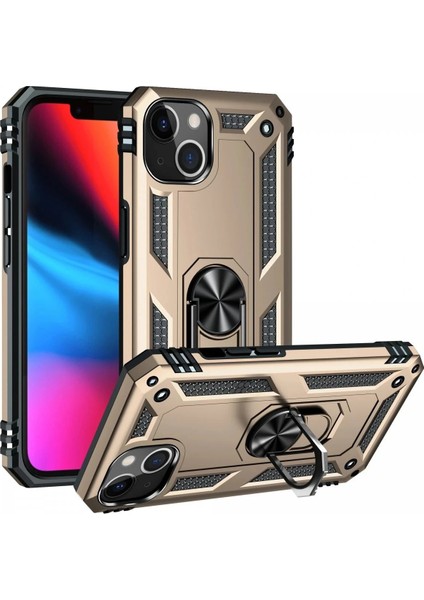 iPhone 14 Kılıf Sofya Yüzüklü Silikon Kapak - Gold fiyatları