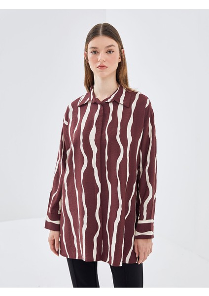 Yeni Sezon Desenli Oversize Kadın Gömlek Tunik