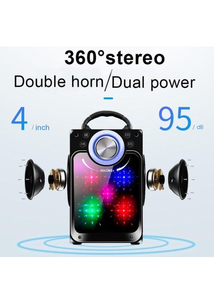 822S Ledli Kumandalı Bluetooth Hoparlör Usb-Tf-Fm Radyo Siyah fiyatları