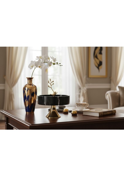 Dekoratif Kase Mermer Taş Bronz