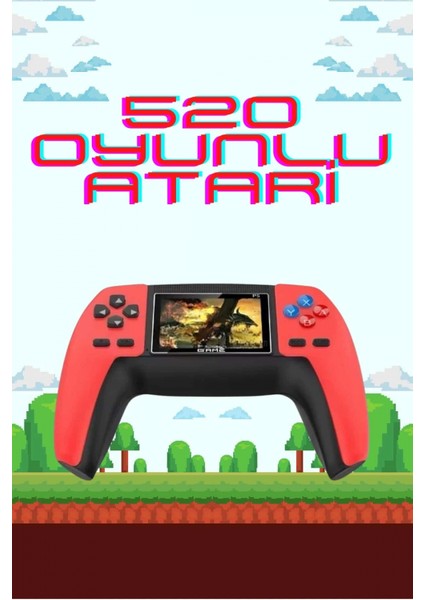 520 Retro Oyunlu El Konsolu Atari Oyun Konsolu Taşınabilir