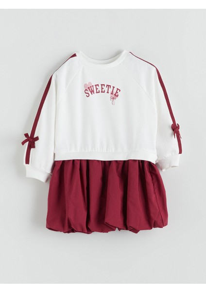 Yeni Sezon Kız Çocuk Fiyonklu Sweat Balon Elbise