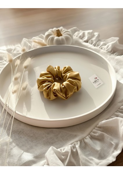 Çocuk Saten Toka - Altın Tozu – Tekli Lüks Lastik Model Scrunchie fiyatları