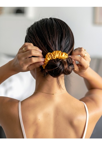 Çocuk Saten Toka - Altın Tozu – Tekli Lüks Lastik Model Scrunchie fırsatları