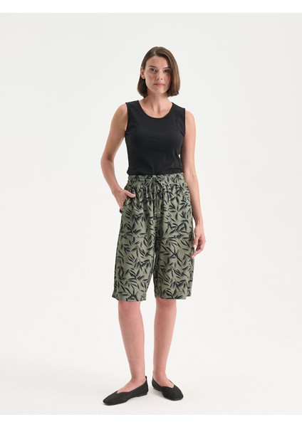 Yeni Sezon Beli Lastikli Çiçekli Kadın Şort