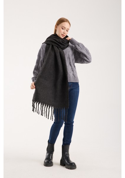 Unisex Puffy Düz Renk Şal Atkı